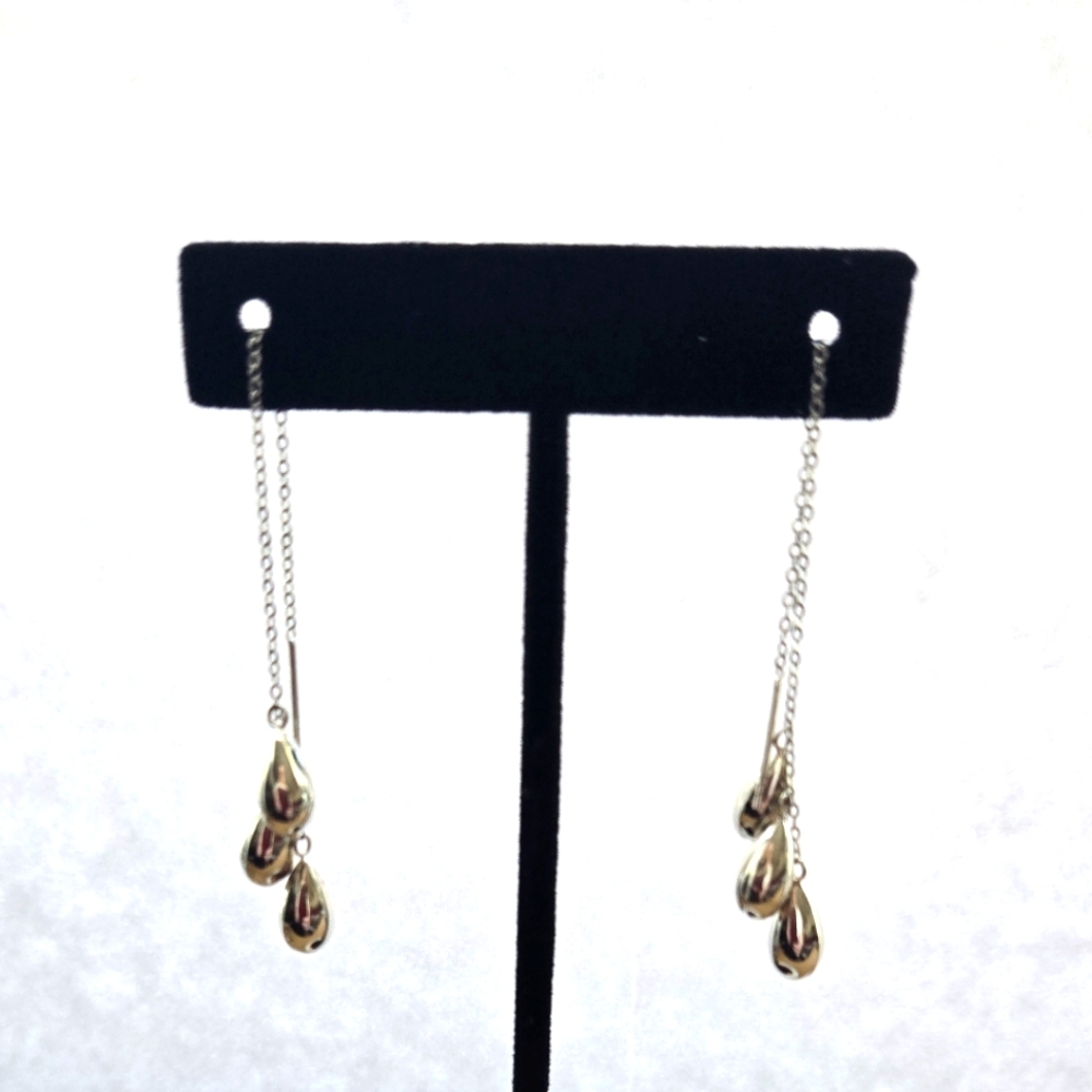 Elegant Silver Teardrop Threader Earrings